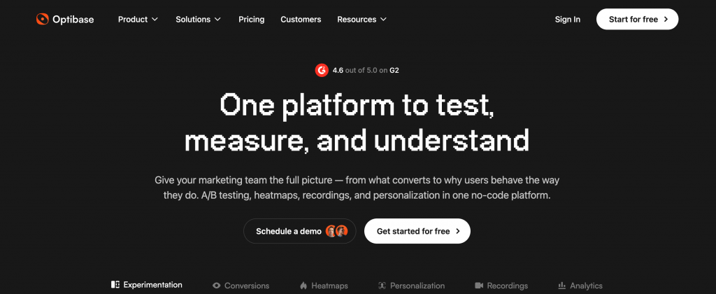 Optibase A/B testing platform dashboard for SaaS founders and indie makers